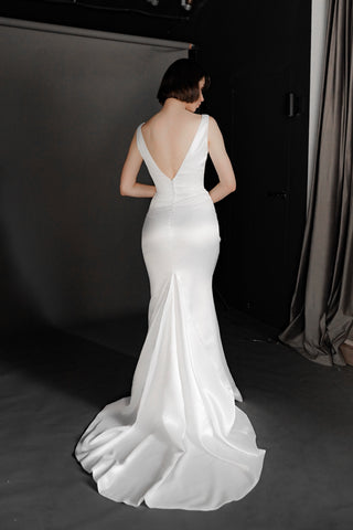 Satin Wedding Dress Solly with Sweep Train - Olivia Bottega