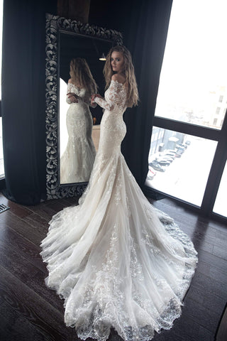 Off-the-shoulder mermaid wedding dress OB7962 - oliviabottega