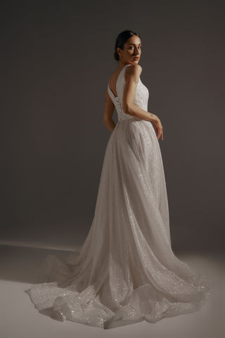 Sparkle Wedding Dress Inkery With Square Neckline - Olivia Bottega