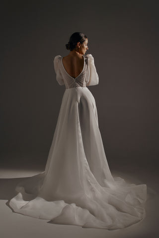 Organza Cinderella Wedding Dress April with Puff Sleeves - Olivia Bottega