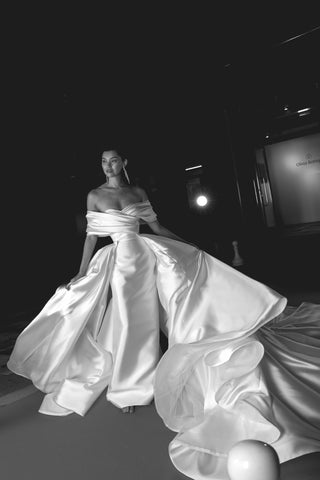 Mikado Wedding Dress Jacqueline With Detachable Train - Olivia Bottega